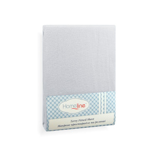 Простирадло махрове на гумці (світло-сіре, 150 г/м2) 90х200