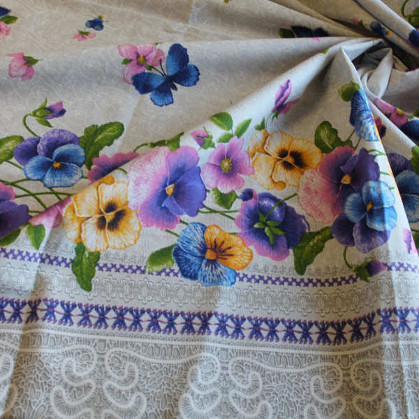 Скатерть рогожка набивная, 150х150 см, дизайн Братики Лён Скатерть рогожка набивная, 150х150 см, дизайн Братики Лён