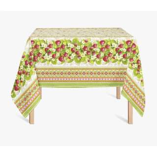 Скатертина рогожка набивна, 150х220 см, дизайн Суниця