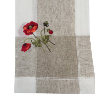 Льняна скатертина з вишитими маками 150-220 см