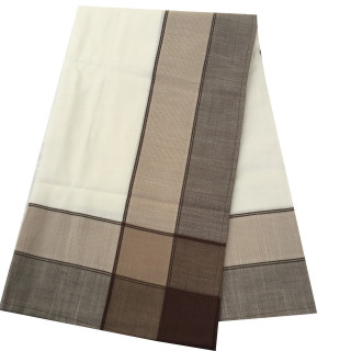 Стильна однотонна скатертина із шоколадною облямівкою 140-220 см