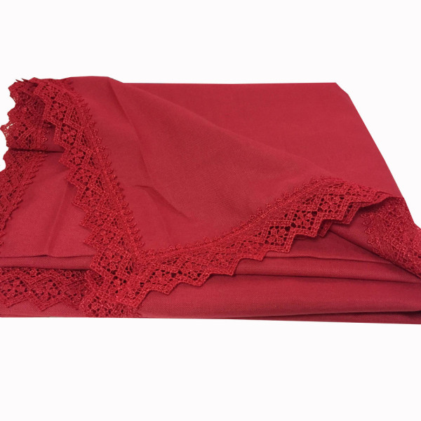 Яскраво-червона скатертина мереживна облямівка 130-180 см Яскраво-червона скатертина мереживна облямівка 130-180 см
