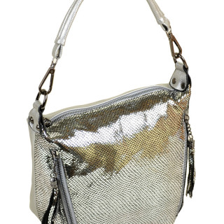 Сумка жіноча Класична шкіра під змію срібло