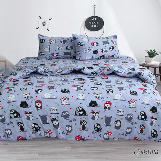 Комплект постільної білизни Совята сірий
