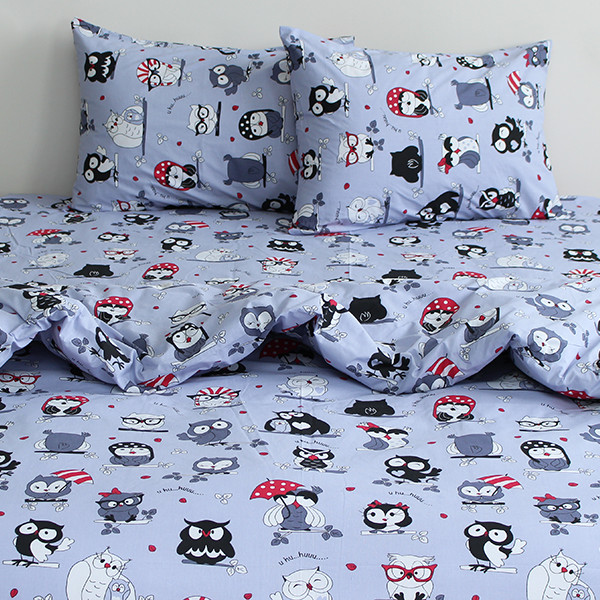 Комплект постельного белья Совята серый