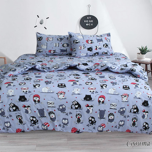 Комплект постельного белья Совята (серый) Комплект постельного белья Совята (серый)