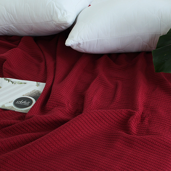 Простирадло-покривало піке 160х235 см. Косичка бордо