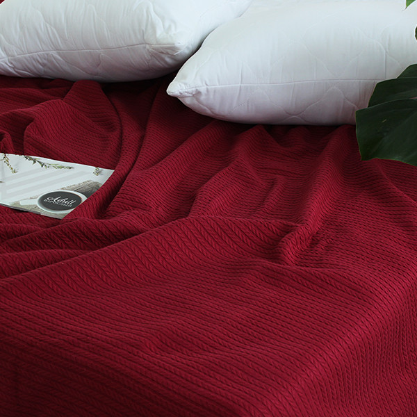 Простынь-покрывало пике 200х235 см. Косичка бордо