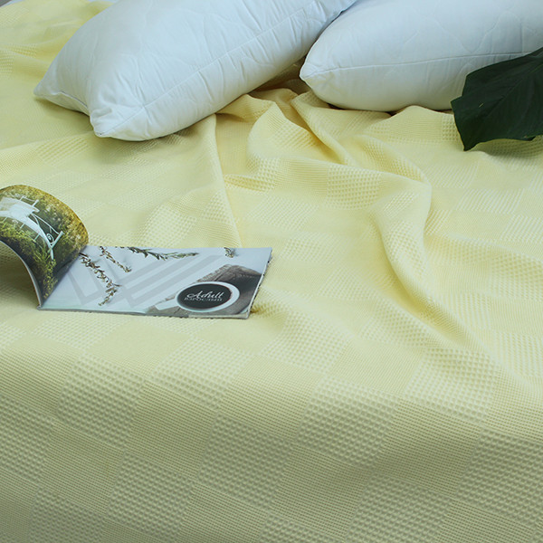 Простынь-покрывало пике 160х235 см. Клетка желтая