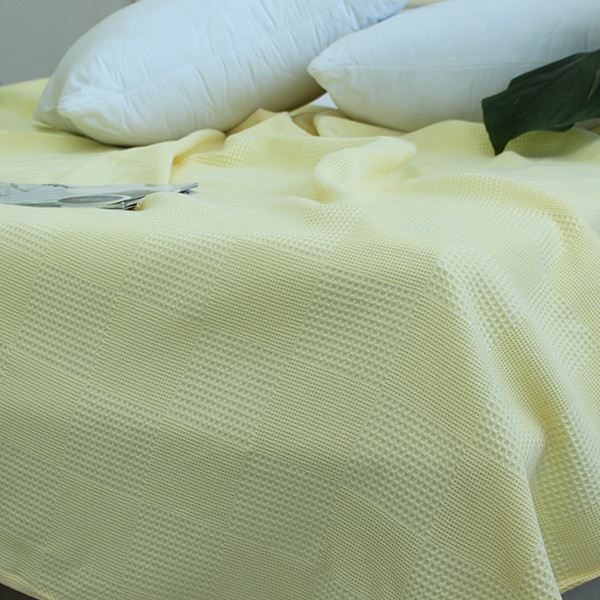 Простынь-покрывало пике 160х235 см. Клетка желтая