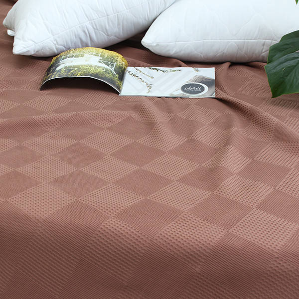 Простирадло-покривало піке 200х235 см. Клітина кавова