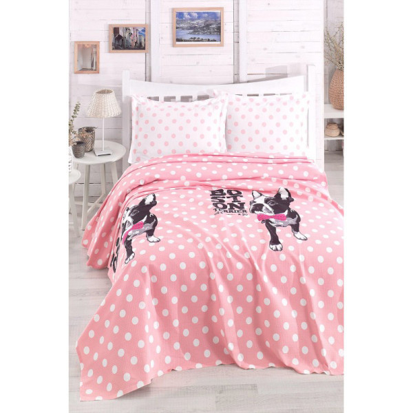 Покрывало пике Eponj Home - Boston Pembe вафельное 160*235 Покрывало пике Eponj Home - Boston Pembe вафельное 160*235