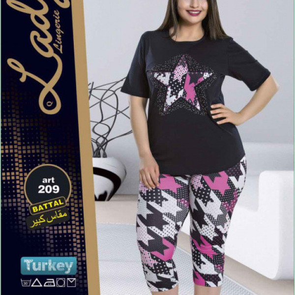 Костюм трикотажний жіночий туніка+капрі батал турція