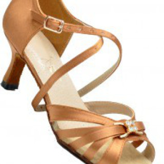 Туфли для танцев женская Латина бежевый сатин.