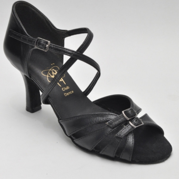 Туфлі для танців жіночі Латина чорна натуральна шкіра з регуляторами повно Туфлі для танців жіночі Латина чорна натуральна шкіра з регуляторами повно