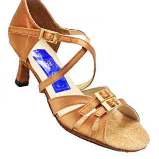 Туфлі для танців жіночі Латина чорна натуральна шкіра з регуляторами повно