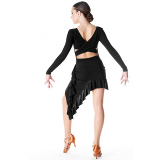 Юбка женская, для танцев Латина с хвостом и рюшами 40, Бально - спортивный, Трикотаж, Юбка, Танцы
