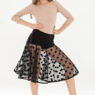 Юбка Латина шортами для девочек, сетка флок 30-44р 40, Бально - спортивный, Трикотаж, Юбка, Танцы