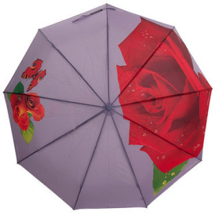Парасолька жіноча з трояндою автомат 9 спиць міцна з вітрозахистом.